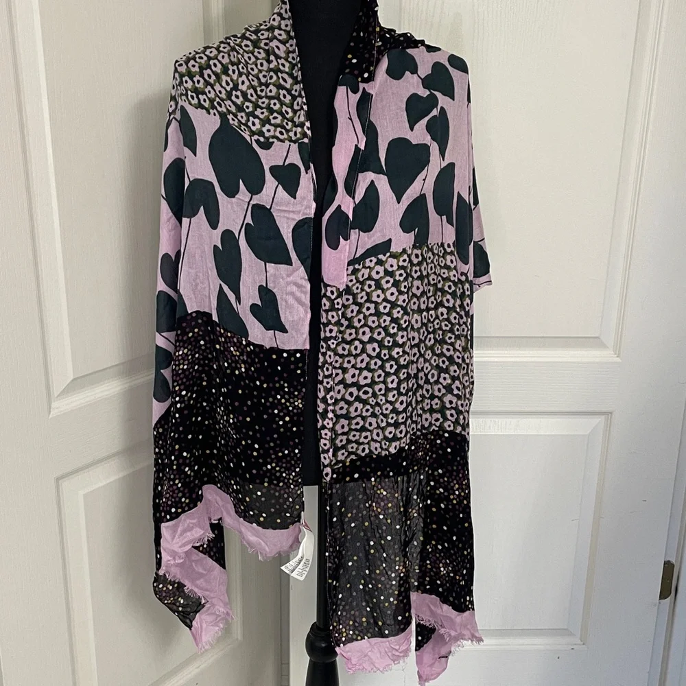Kate Spade shawl scarf 25X75” light summer evening beach cruise pink black